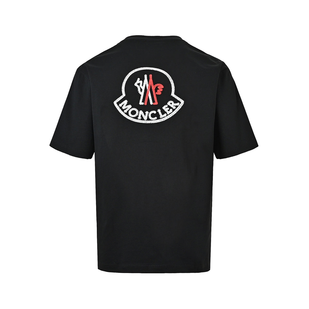 Moncler/muzzled round neck short sleeves with woven logo embroidery on the back