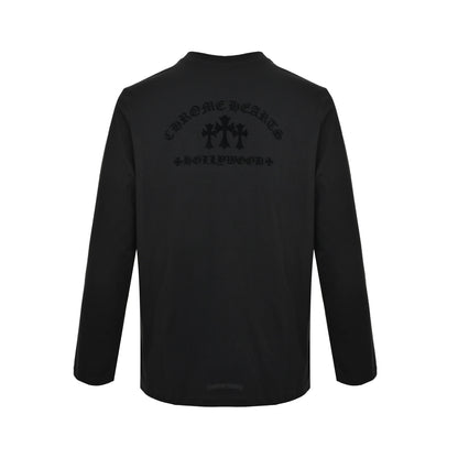 Chrome Hearts/Chrome Heart Cross Flocked Long Sleeve T-Shirt