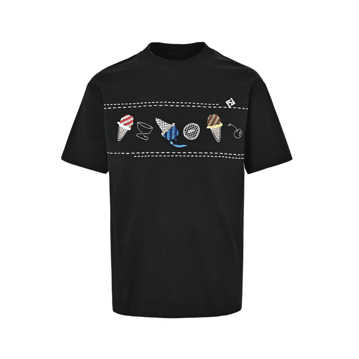 Fendi 26ss ice cream embroidered short sleeves