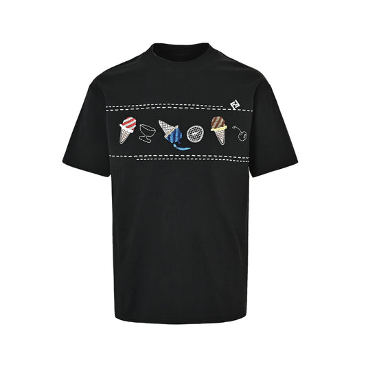 Fendi 26ss ice cream embroidered short sleeves