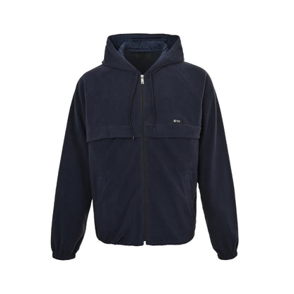 Prada polar fleece drawstring hooded jacket (navy blue)