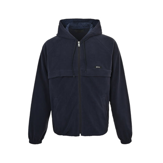 Prada polar fleece drawstring hooded jacket (navy blue)
