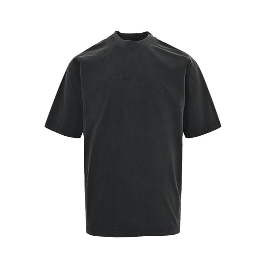 Balenciaga/Balanciaga 26ss back patch embroidered letters washed short sleeves