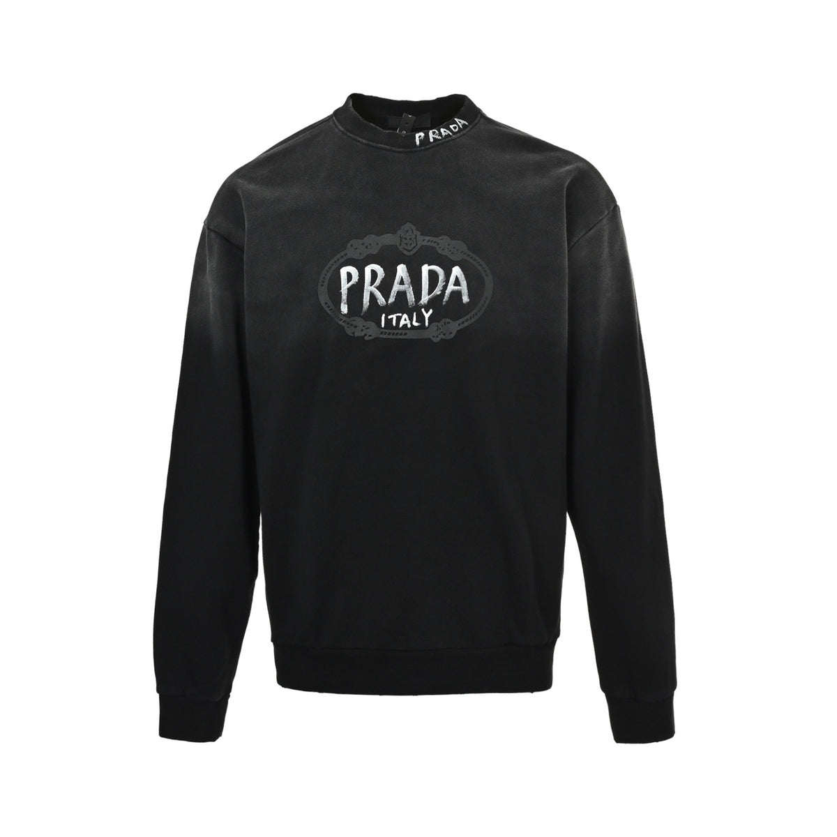 Prada hand-painted lettering round neck sweatshirt