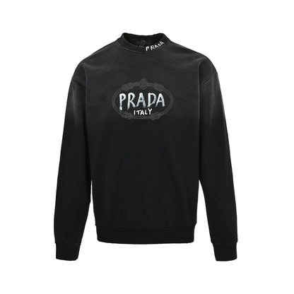 Prada hand-painted lettering round neck sweatshirt