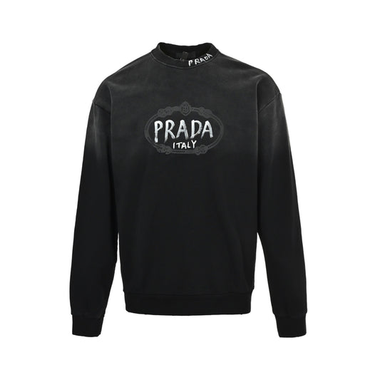 Prada hand-painted lettering round neck sweatshirt