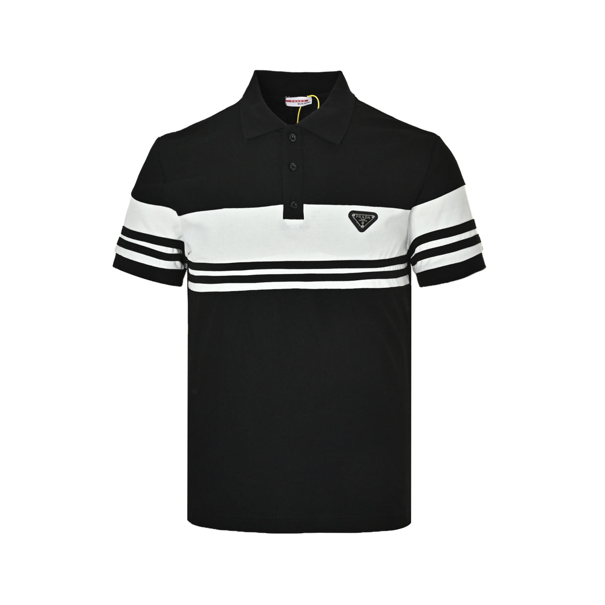 Prada striped triangle nameplate Polo short sleeves