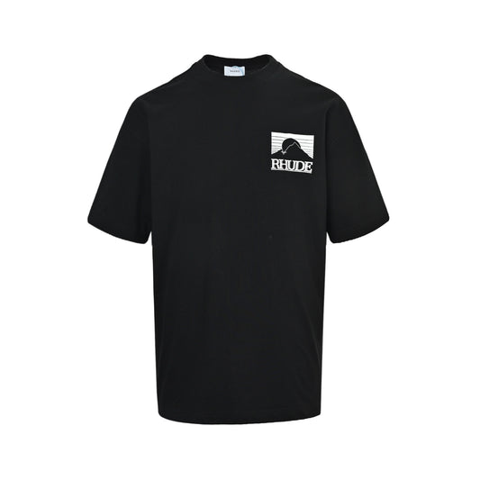 RHUDE Marlboro Mountain Sunset Print Logo American Short Sleeves