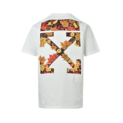 OFF WHITE CO VIRGIL Maple Leaf Flower Arrow Embroidered Short Sleeve