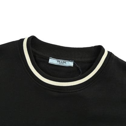 Prada 25Fw contrasting threaded patch letter embroidered round neck sweatshirt