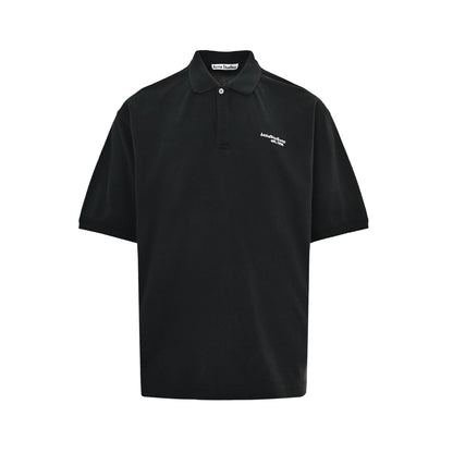 Acne Studios Letter Embroidered Washed Polo Short Sleeve