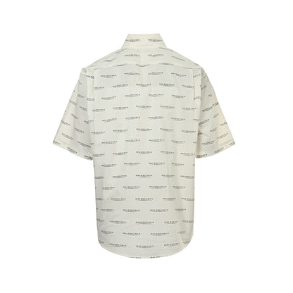 Balenciaga/Balanciaga 25ss all-over letter logo short-sleeved shirt