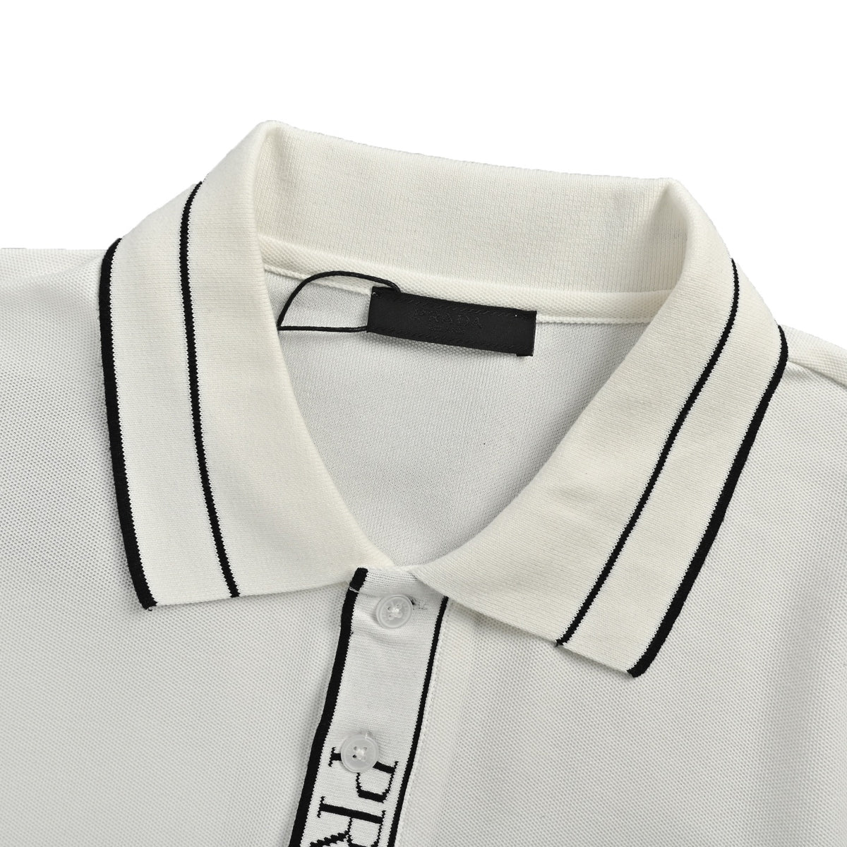 Prada 25ss placket threaded letter triangle logo embroidered Polo short sleeves