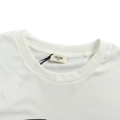 Celine curved flocking printed short sleeves