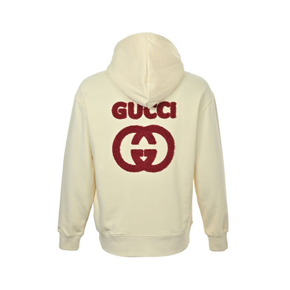 Gucci 25Fw towel embroidered double G embroidered hooded sweatshirt
