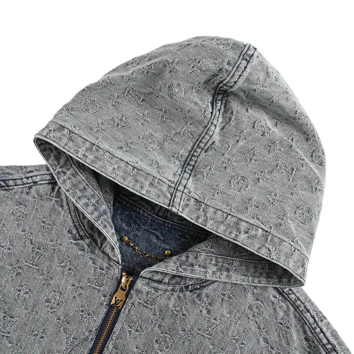 Louis Vuitton 25Fw allover printed old flower jacquard zipper hooded denim jacket