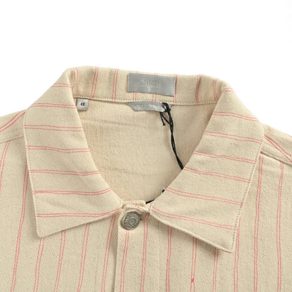 Dior 25Fw embroidered letter striped denim jacket
