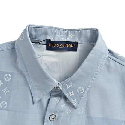 Louis Vuitton 26ss old flower jacquard stitching short-sleeved shirt