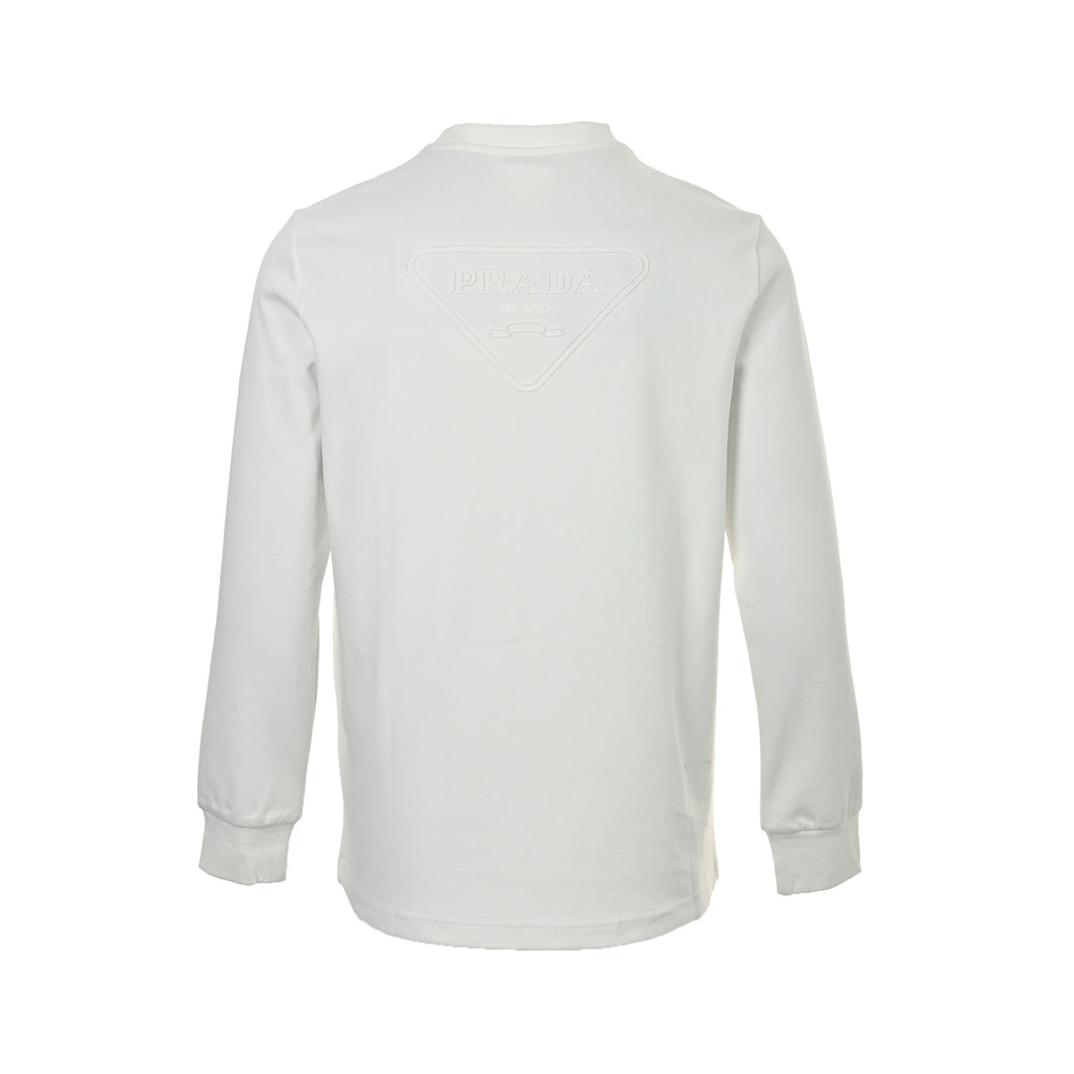 Prada triangle logo back dark pattern embroidery long-sleeved T-shirt