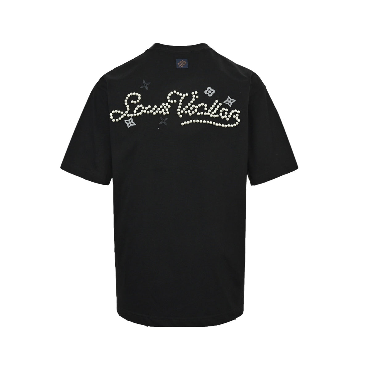 Louis Vuitton 26ss pearl letter embroidered short sleeves
