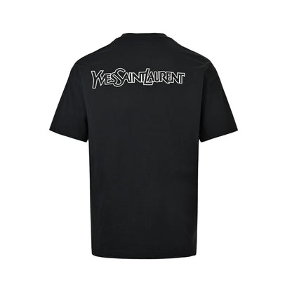 SAINT LAURENT/Yves Saint Laurent front and back silicone letter printed short sleeves
