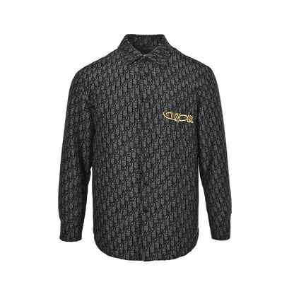Dior all-over printed thin velvet lapel down jacket