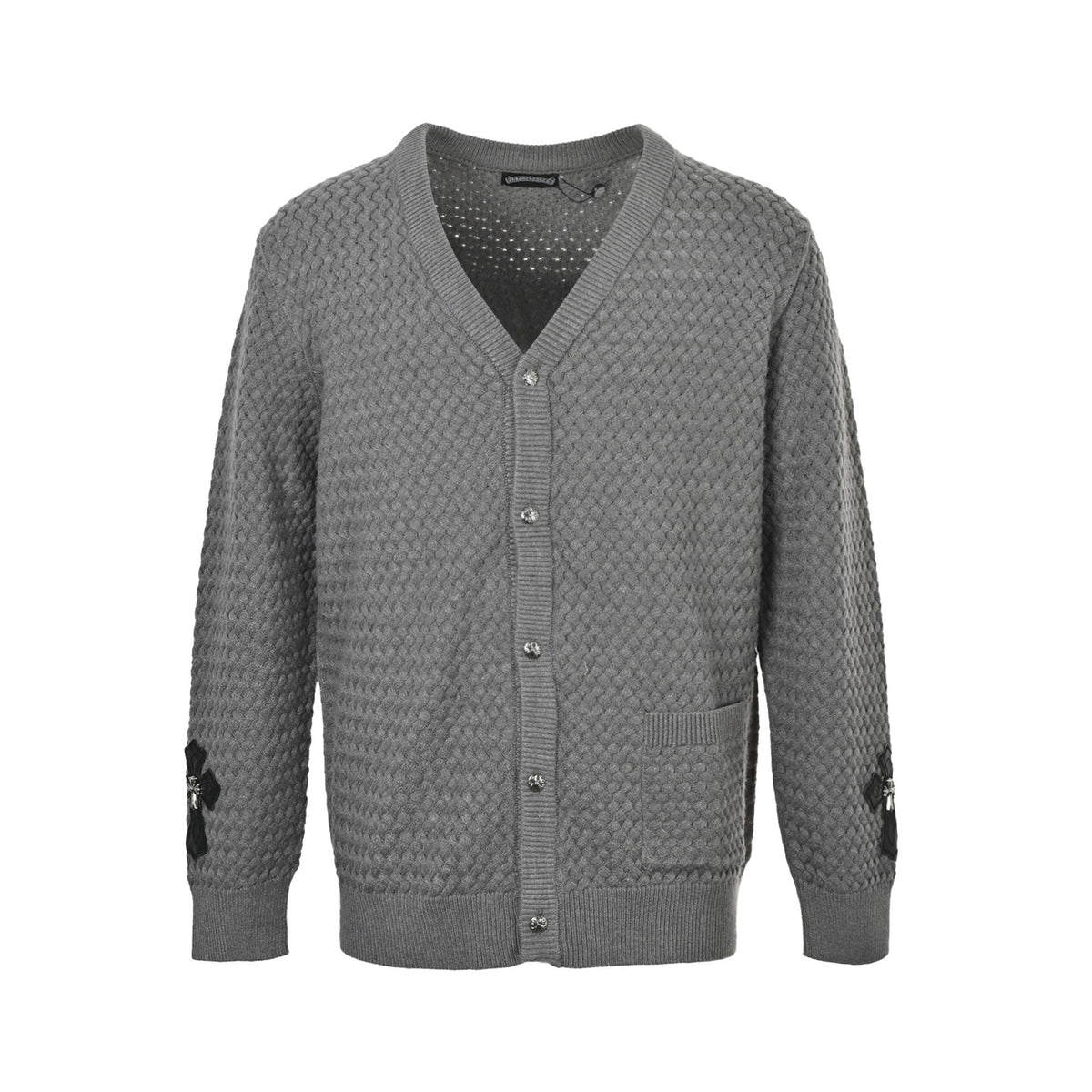 Chrome Hearts/Chrome Heart CH patched leather label knitted cardigan sweater