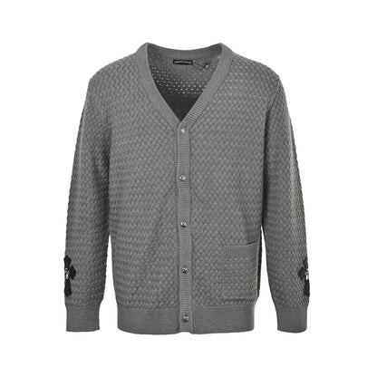 Chrome Hearts/Chrome Heart CH patched leather label knitted cardigan sweater