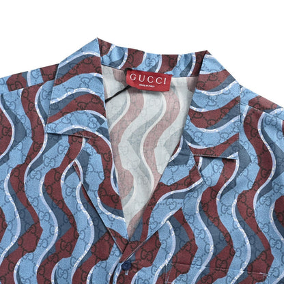 Gucci 25ss all-over dark pattern snake-shaped short-sleeved shirt