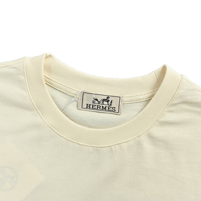 Hermes hollow flower embroidered short sleeves