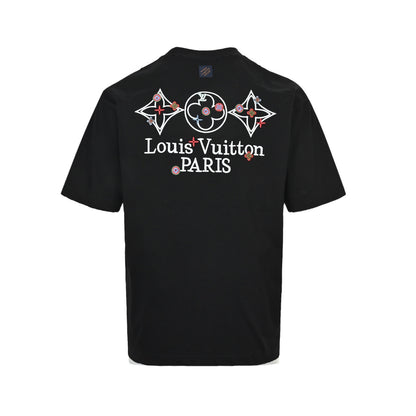 Louis Vuitton 26ss three-flower embroidered short sleeves