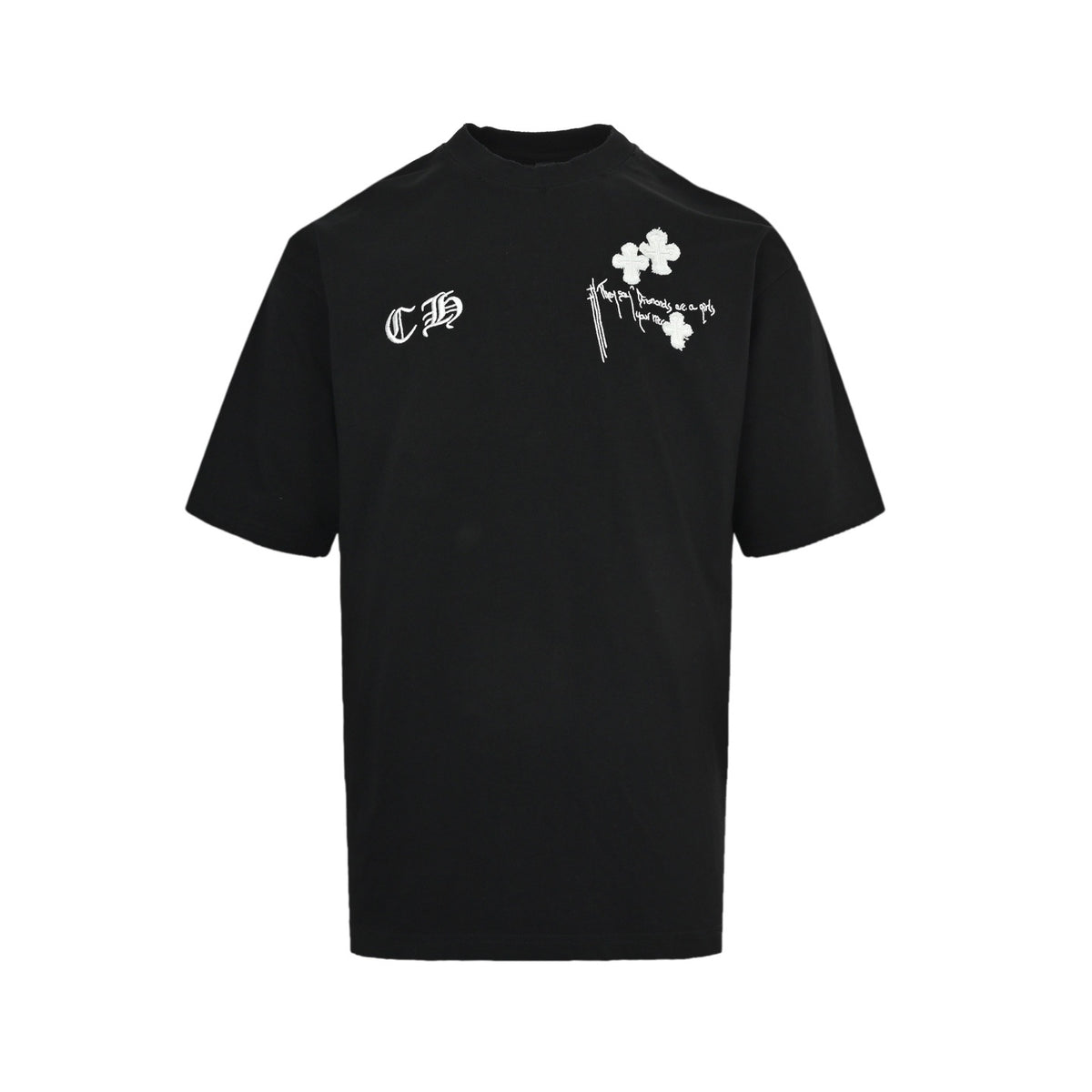 Chrome Hearts/Chrome Heart tassel patch Sanskrit letter embroidered short sleeves