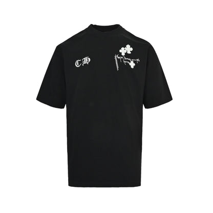 Chrome Hearts/Chrome Heart tassel patch Sanskrit letter embroidered short sleeves