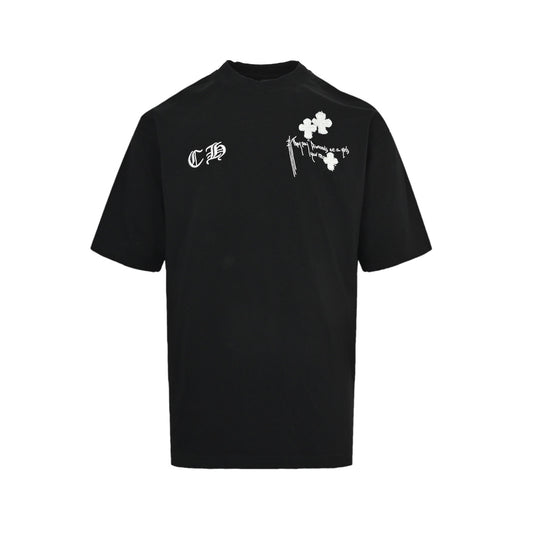 Chrome Hearts/Chrome Heart tassel patch Sanskrit letter embroidered short sleeves