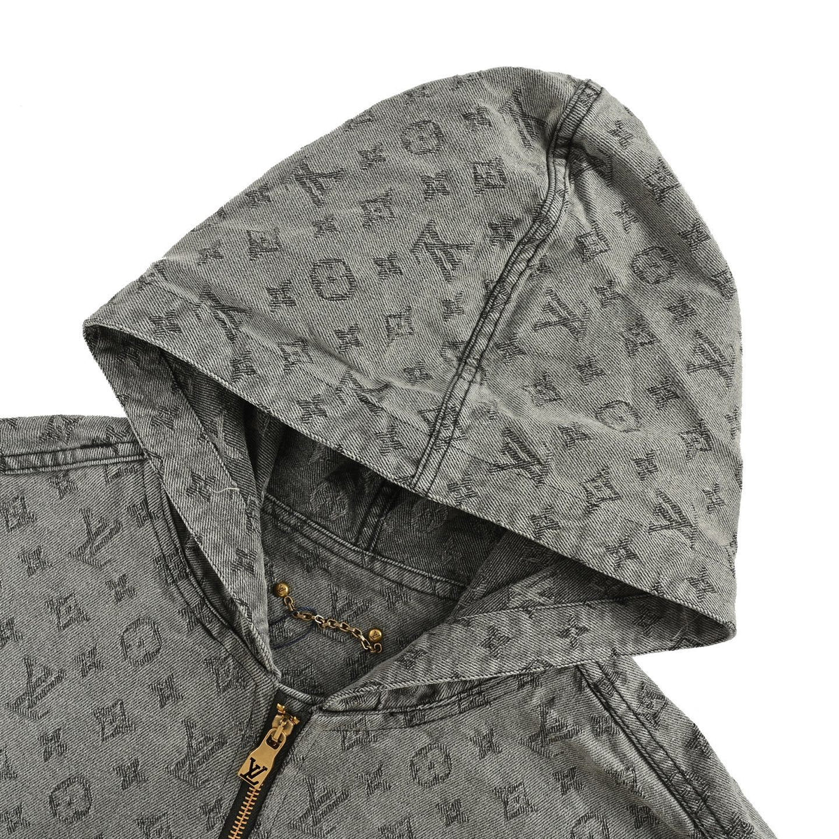 Louis Vuitton 25Fw allover printed old flower jacquard zipper hooded denim jacket