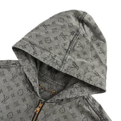 Louis Vuitton 25Fw allover printed old flower jacquard zipper hooded denim jacket