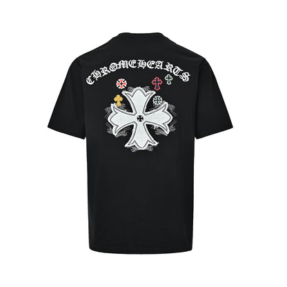 Chrome Hearts/Chrome Heart Red Label Cross Patch Embroidered Short Sleeves on Chest