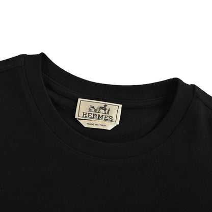 Hermes Paris/Hermes horse leather logo short sleeves