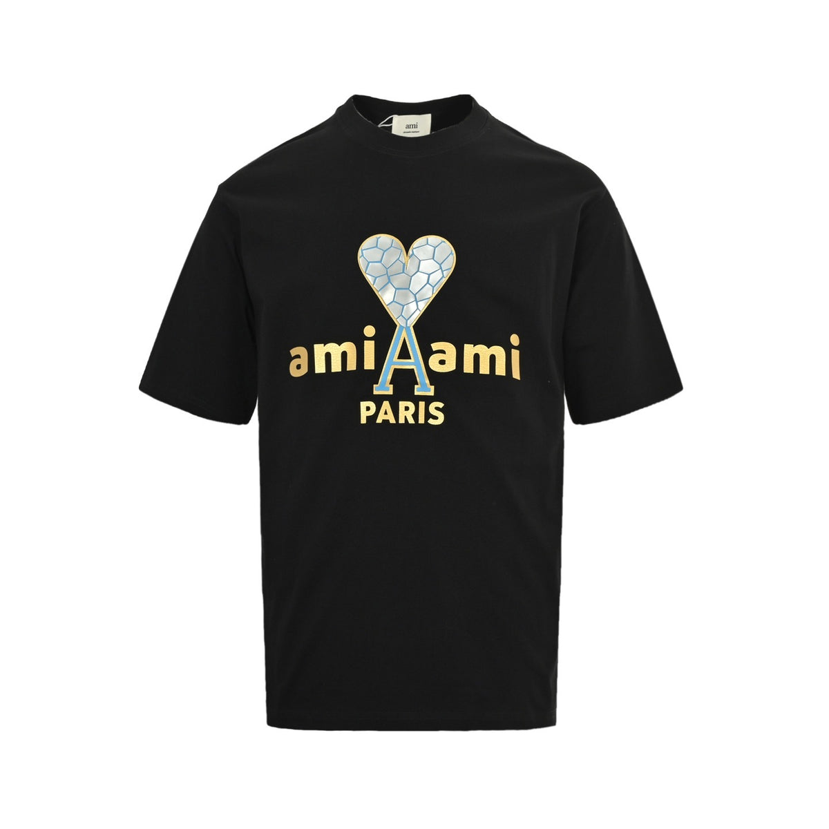 Ami 25ss burst pattern love letters laminated printed short sleeves