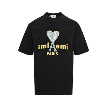 Ami 25ss burst pattern love letters laminated printed short sleeves