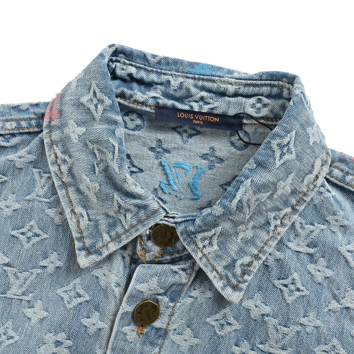 Louis Vuitton 25Fw old flower jacquard embroidered denim shirt jacket