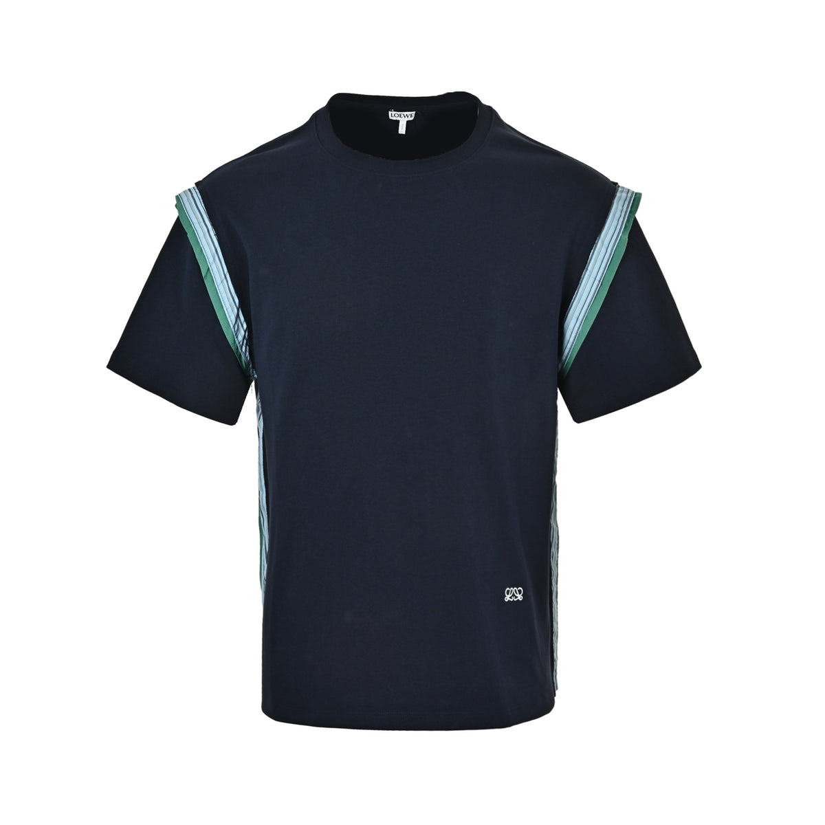 Loewe/Loewei embroidered logo striped trim short sleeves