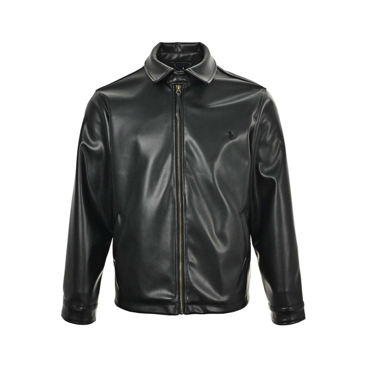 Ralph Lauren solid color leather jacket single
