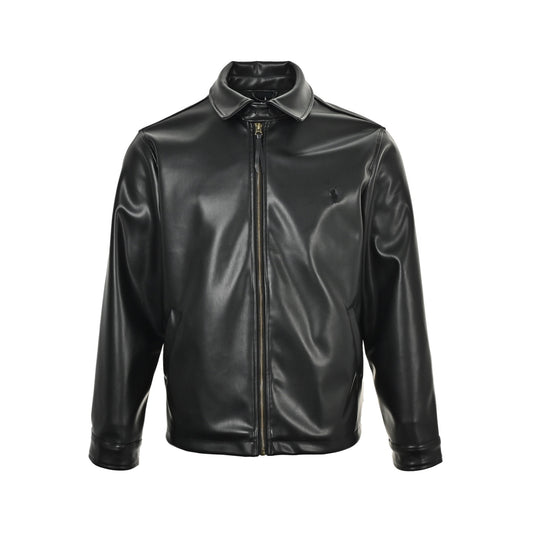 Ralph Lauren solid color leather jacket single