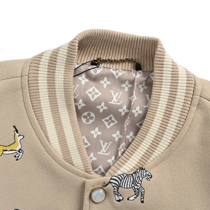 Louis Vuitton 26ss Animal Park embroidered baseball jacket