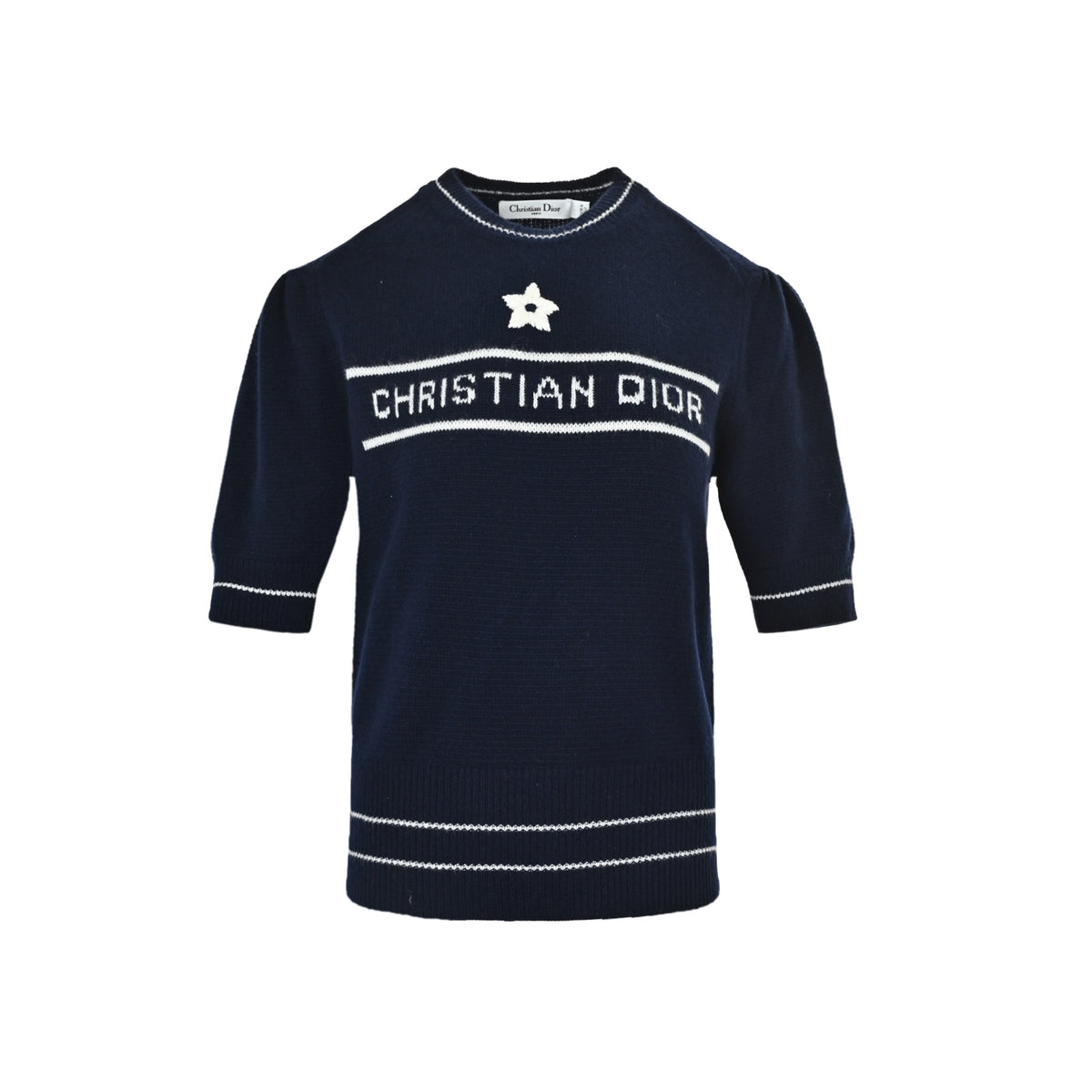 Dior five-pointed star letter knitted sweater short sleeves