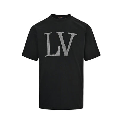 Louis Vuitton 26ss hot diamond large letters logo short sleeves