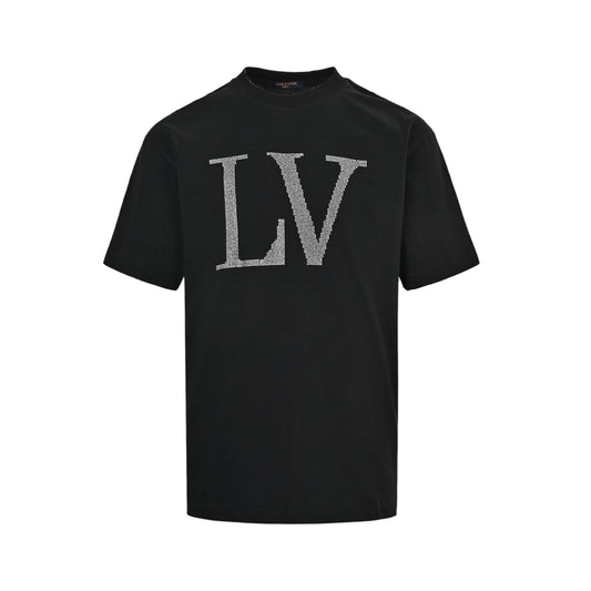 Louis Vuitton 26ss hot diamond large letters logo short sleeves