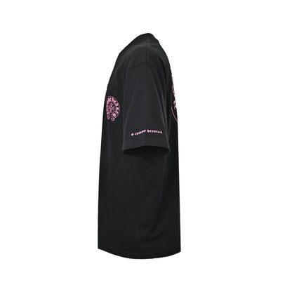 Chrome Hearts/Chrome Heart Pink Horseshoe Cross Print Short Sleeve