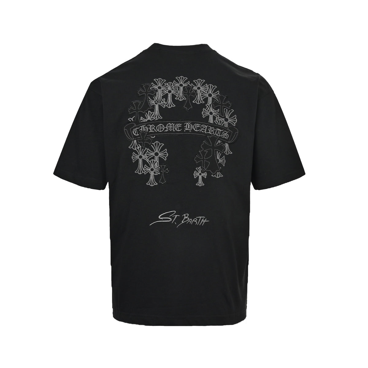 Chrome Hearts/Chrome Heart Cross Flower Cluster Embroidered Short Sleeve